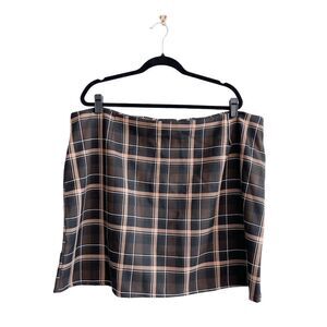 Boohoo Curve Womens A-Line Mini Skirt Plaid Brown Plus Size 20
